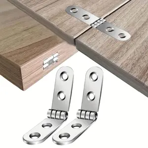 Folding Hinges (4 Corner Brackets + 16 Screws), 90 Degree Stainless Steel Wall Mount Bracket, Space Saving Workbench DIY Furniture Garage Kitchen RV Office Rust Resistant Easy Install Sturdy Bracket