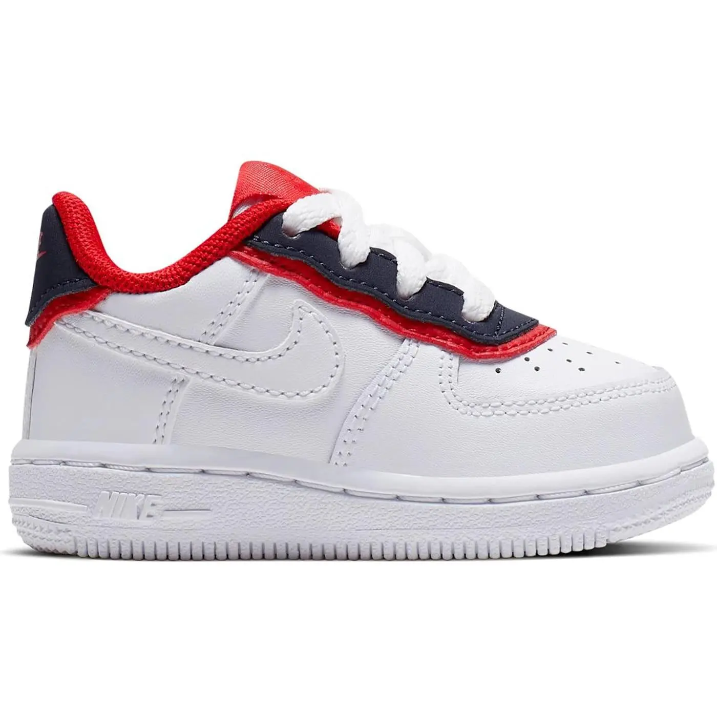 Size 5C / Preowned / Nike Air Force 1 Low Double Layer White Obsidian Red (TD)