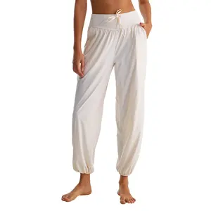Light and wide-leg sports pants, quick-drying and breathable, running and dancing fitness clothes, yoga sweatpants.