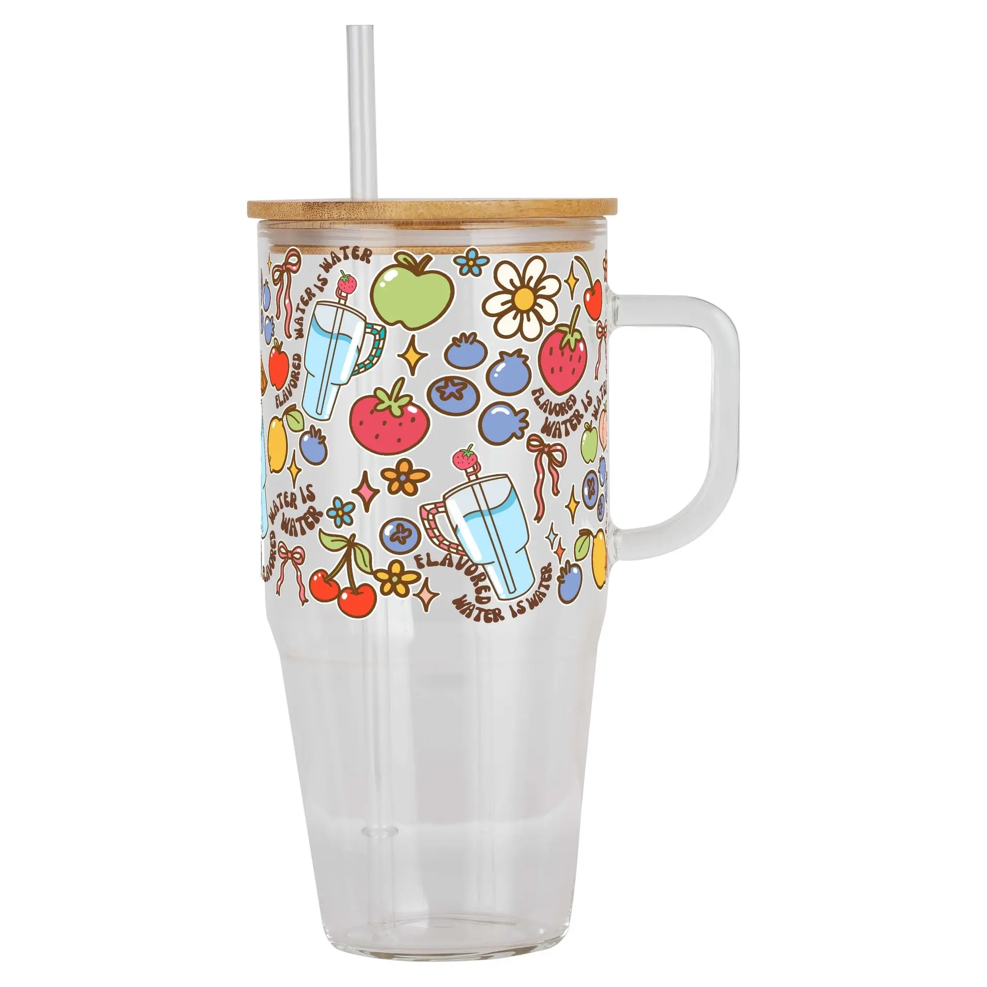Jenna Bariatric Bestie Flavored Water is Water 40oz Glass Tumbler with Lid and Straw, Iced Coffee Drinkware, Gift for Her, Acrylic Tumbler, water bottle for women, iced coffee cup, Bottled, Beverage, Printed, Transparent, Silicone