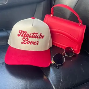 Mustache Lover  embroidered trucker hat, vintage style hat, coastal cowgirl, embroidered hat, patch trucker hat, womens trucker