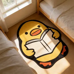 Modern Cartoon Duck Reading Carpet, Plush Rug for Living Room Bedroom, Easy Clean Washable Mat, Home Decor, Fluffy Area Rug