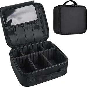 Travel Makeup Case, Cosmetic Train Case Organizer Portable Artist Storage Makeup Bag with Adjustable Dividers for Cosmetics Makeup Brushes Toiletry..