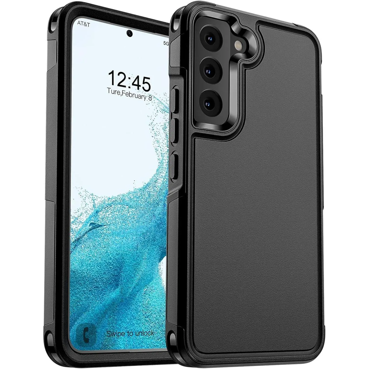zapica Smartphone Casing for Samsung Galaxy S22 - Military Drop Protection, Dual Layer Structure, Heavy Duty Shockproof Non-Slip Cellphone Protector Accessories, Black