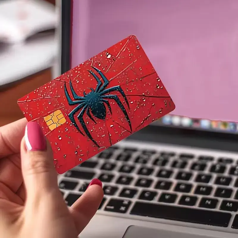2 PACK Spider Credit Card Skin, Waterproof Debit Card Sticker Cover, Scratch Resistant Vinyl Wallet Wrap, Gothic Spider Art Design2