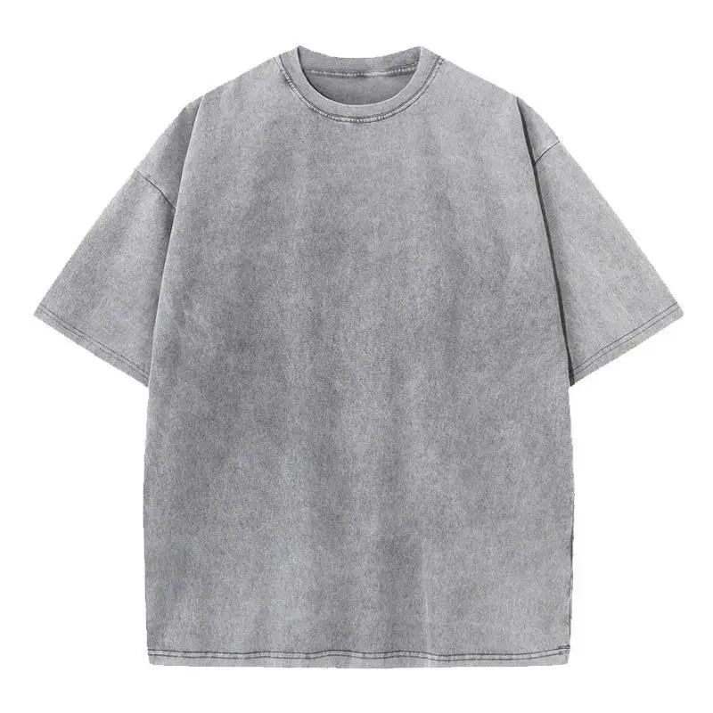 Men's Washed Vintage Cotton Crew Neck Short-Sleeve T-Shirt - Menswear Basic Minimalist Fitted Soft Streetwear Top, Machine Washable, Do Not Dry Clean (for Casual Sports, Outdoor Wear)
