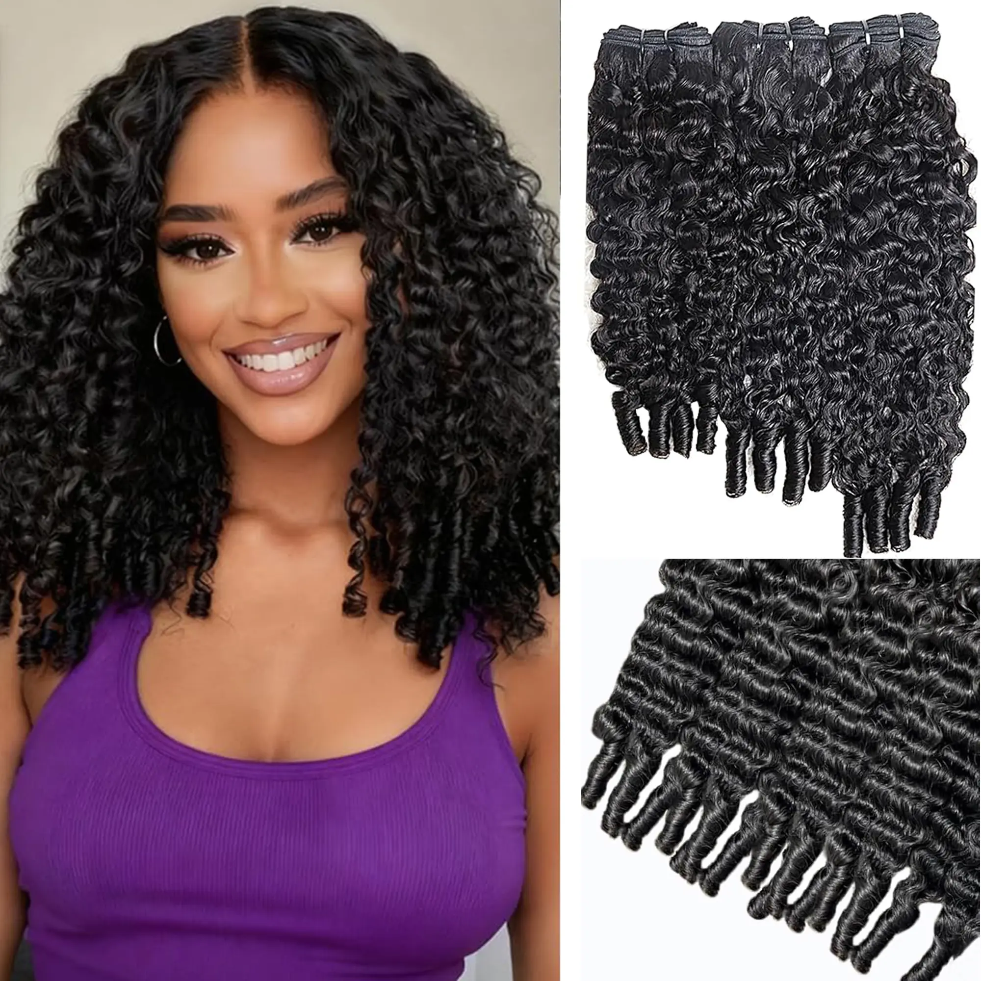 Burmese Curly Bundles Human Hair Unprocessed 16A Raw Virgin Hair Bundles Burmese Curly 3 Bundle 3C4A Deep Wave Bundles Human Hair with Spiral Curls Double Weft Natural Color 18 20 22 inch
