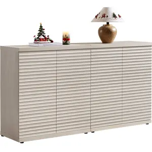 SICOTAS Buffet Cabinet with Storage Accent Sideboard 15.6" x 30.9" x 34.1" Size Modern Credenza with Doors & Shelves Fluted Media Console Mid Century Coffee Bar Table for Living Room Kitchen Dining Room Hallway, Durable