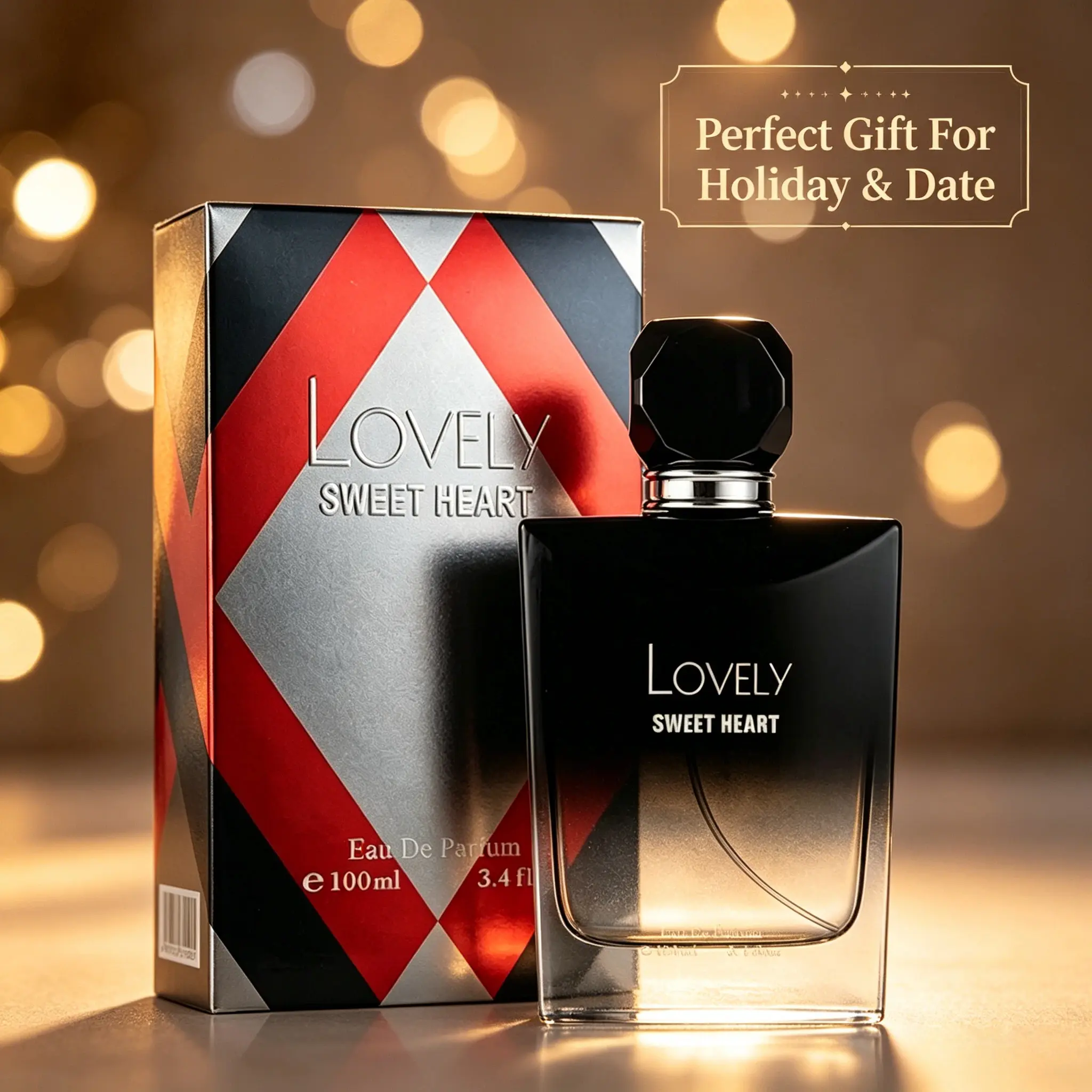 Lovely Sweet Heart Unisex Eau de Parfum 100ml (3.4Oz), Long Lasting Cozy Liquid Spray for Women & Men. Rich Scent Blended with Grapefruit, Orange, Fresh Rose, Cinnamon, Spices & Woody Base Notes, Elegant Multi-Note Daily Wear Fragrance
