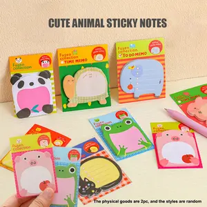2/6pcs Animal Pattern Sticky Notes, Removable Self-Adhesive Notes, Cute Cartoon Design, Office Supplies, School, Home Use