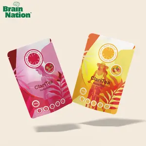 Brain Nation Yerba Mate ClariTea 30 Strips - ADHD Daily Wellness Drink Mix – Natural Energy, Focus & Gut Health Support | 30 Sachets | Yerba Mate + L-Theanine + Lion’s Mane – Prebiotics & Probiotics