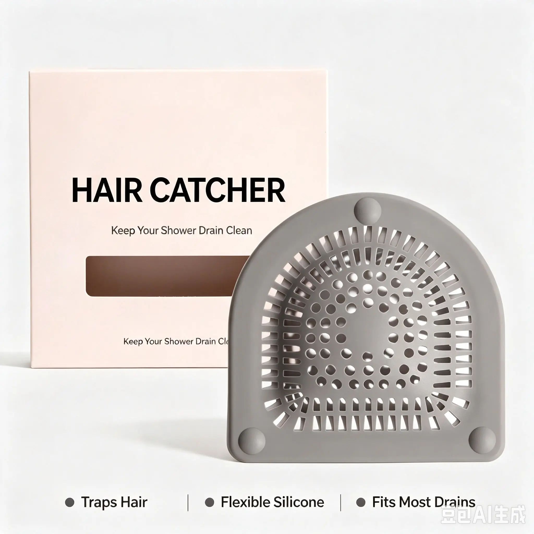 Shower Hair Catcher Silicone Drain Protector, 6"×6" Dome Drain Hair Trap for Bathtub & Shower Drains, Reusable Flexible Hair Stopper Prevents Clogged Drains