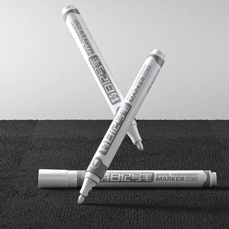3pcs Marker Pens, Waterproof Quick-Dry Oil-Based Markers, Ideal for Rubber, Plastic, Glass, Ceramics, Wood, Metals & More