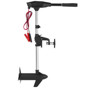 55lb Thrust Trolling Motor 8 Speed Electric Outboard Motor Kayak Motor with Adjustment 6-inch Extendable Handle, 30'' Shaft Length, LED Indicator, Transom Mounted for Kayak, Fishing Boat (black)