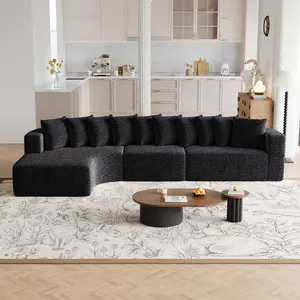 131.1''Chenille Sectional Sofa Set, Modern Cloud-Shaped Curved Sofa, Includes 10 Pillows, furniture Living Room Fabric Corner Sofa, L-Shaped Modular Sofa (Left Chaise)
