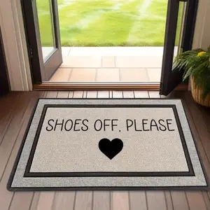 1 Piece Heart-shaped Entrance Please Take Off Your Shoes Carpet Mat Carpet Print Decoration Welcome Door Mat Soft Kitchen Floor Mat Floor Mat Living Room Decoration Carpet, Home Decorative Rug, Suitable for Indoor and Outdoor Home Decoration