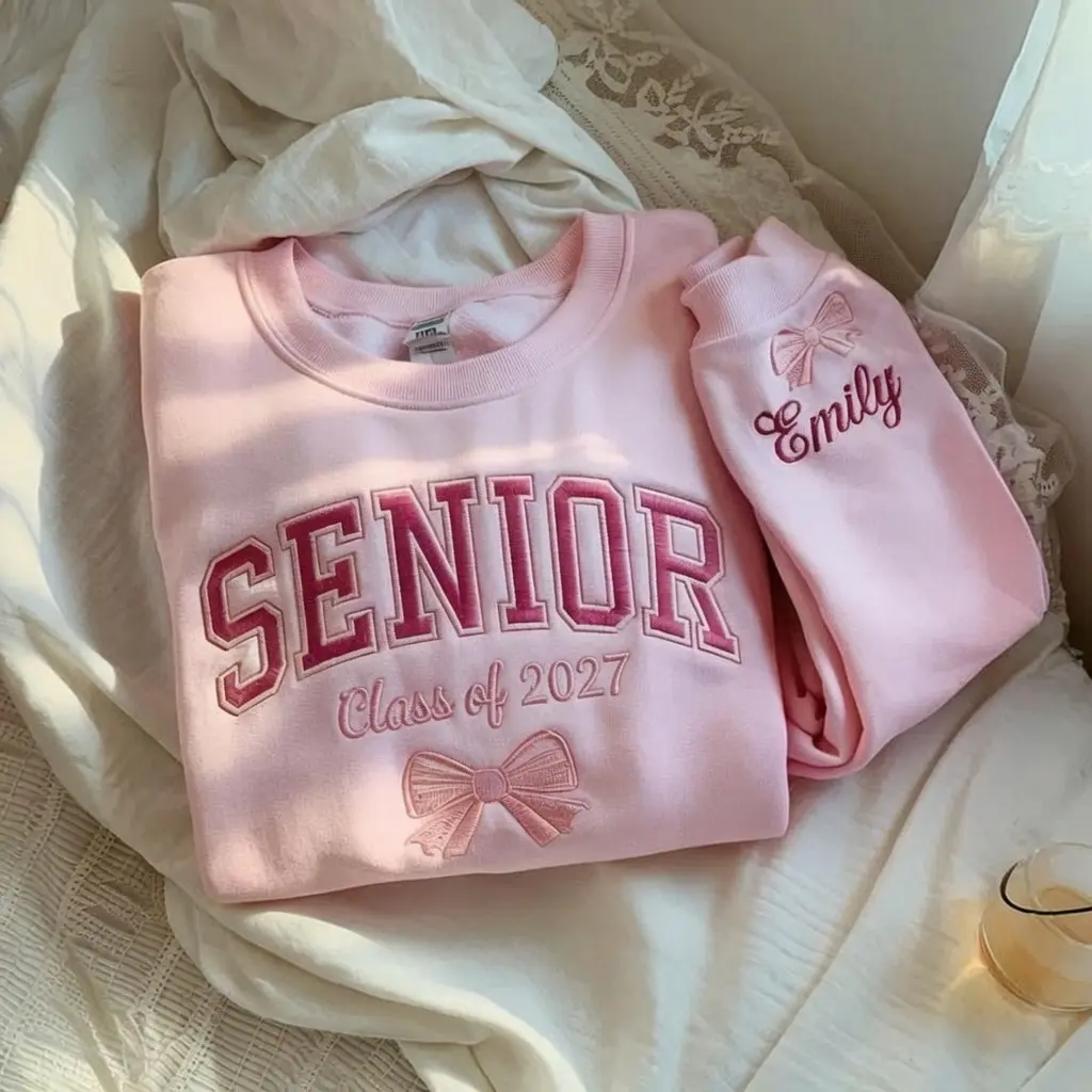 Embroidered Senior Crewneck, Senior Hoodie Sweatshirt Senior Team Personalized Senior 2027, Senior Sunrise, Class of 2027, Senior Cheer Gift