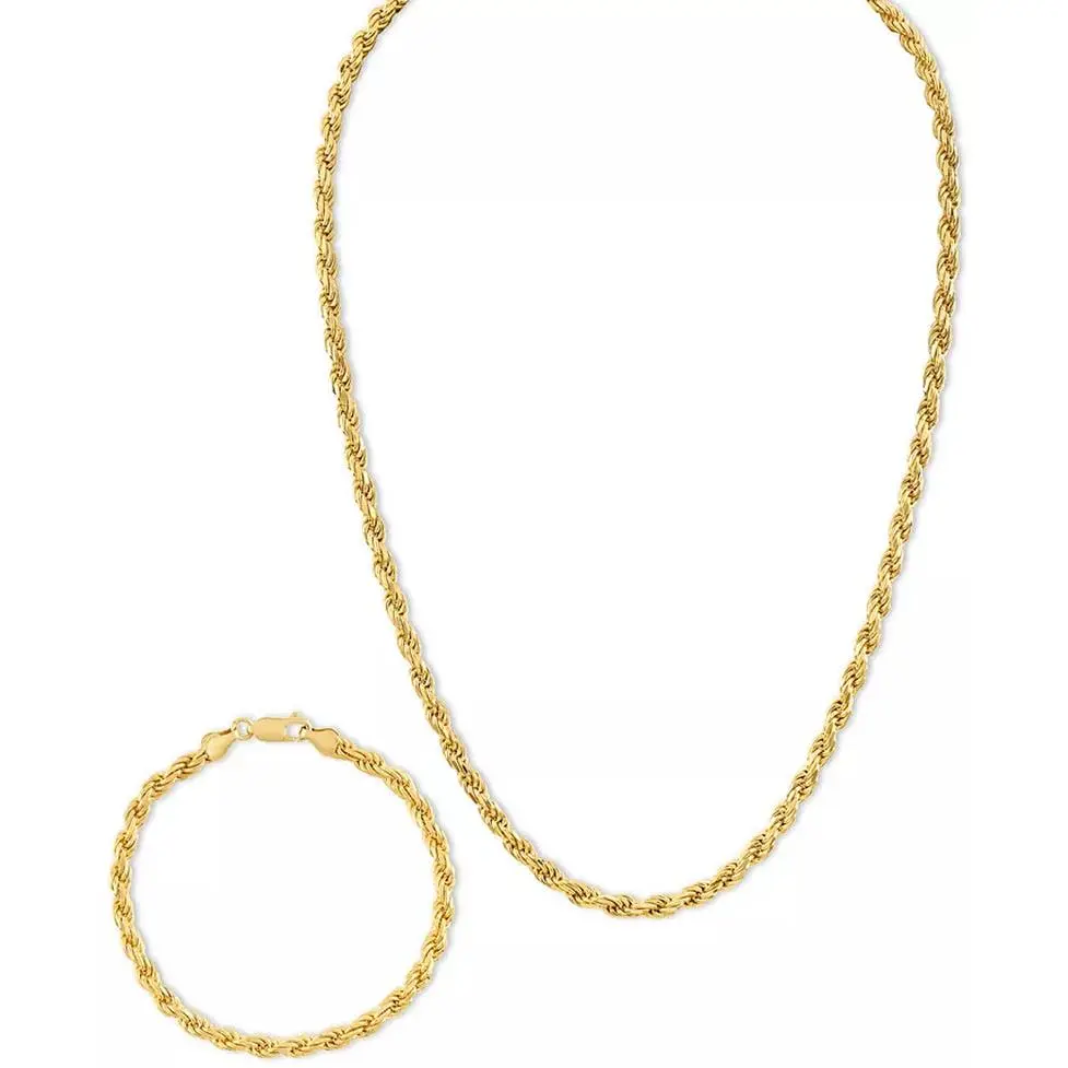 2-Pc. Set 22" Rope Link Chain Necklace & Matching Bracelet, Created for Macy'S