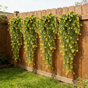 6Pcs UV-Resistant Artificial Hanging Plants with Flowers & Leaves, Realistic Faux Greenery for Home & Garden Decor, Perfect for Weddings, Engagements & Christmas