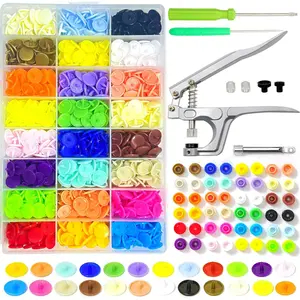 1440 count T5 Plastic Snaps and Tool Kit with Metal Plier, 24 Colors (0.39")-Snap Fasteners for DIY Sewing,  Bibs, Clothing & Crafts