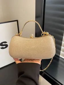 Women's Elegant Shine Glittering Box Bag, Fashion Chain Strap Shoulder Bag for Party, Trendy All-match & Exquisite Handbag