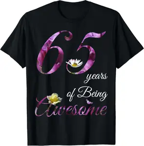 100% Cotton 65 Year Old Shirt Awesome Floral 1959 65th Birthday Gift T-Shirt