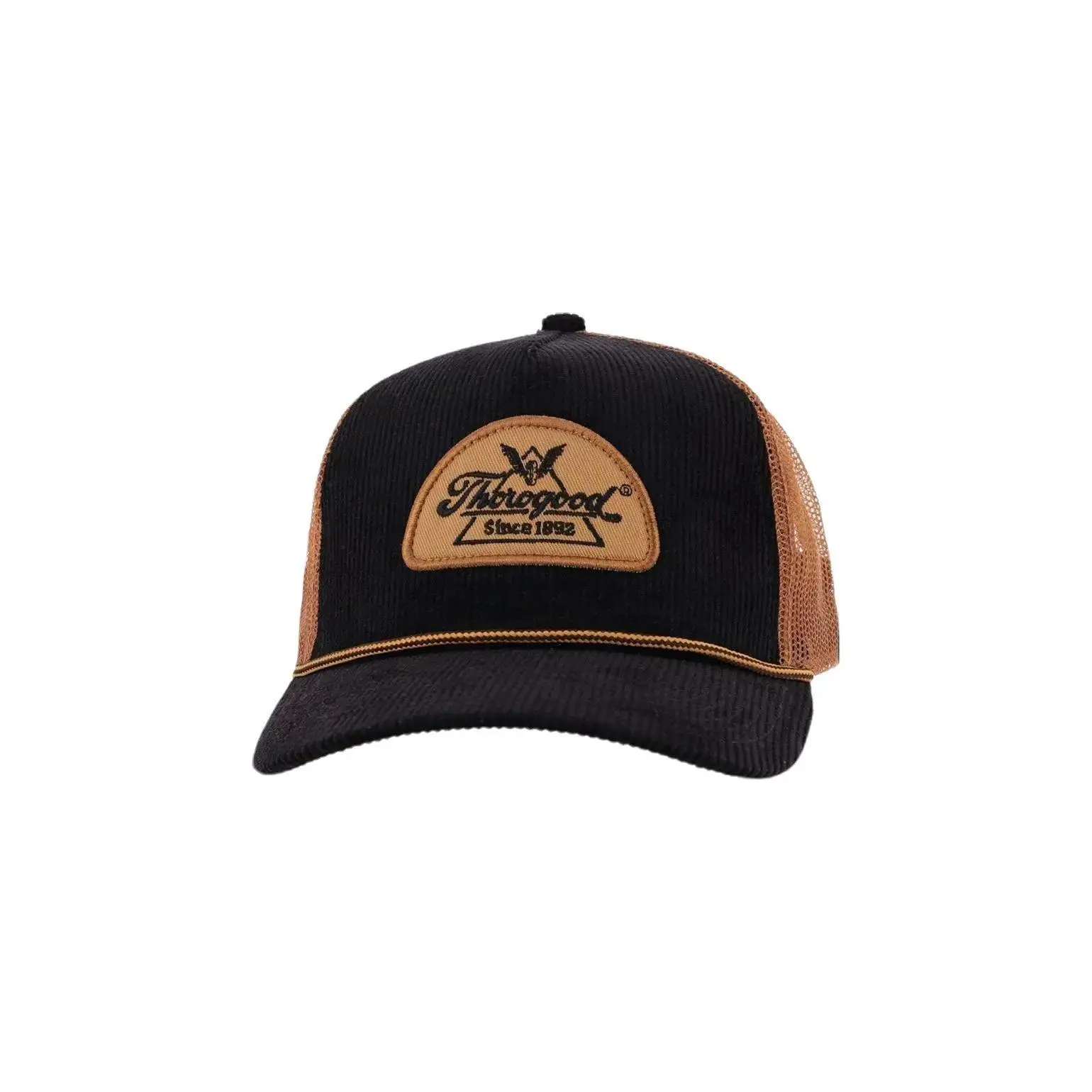 Thorogood Vintage 100% Cotton Corduroy Adjustable Snapback Trucker Hat - 100% Polyester Mesh Casual Baseball Cap for Male, Spot Clean, 1-Size-Fit, Embroidered Logo Snapback Hats, Premium Headwear, Sturdy, Cotton Mesh, Baseball Style Hats