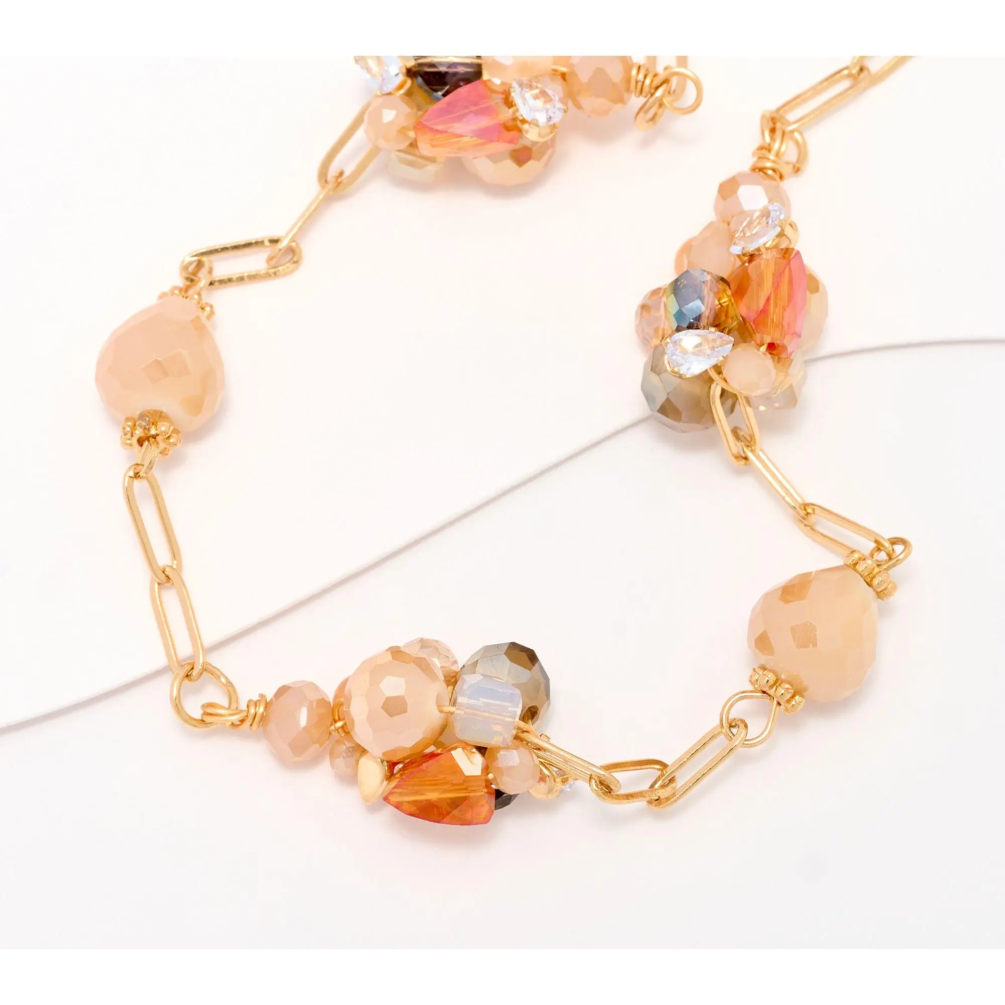Susan Graver Beaded Cluster Dainty Chain Necklace