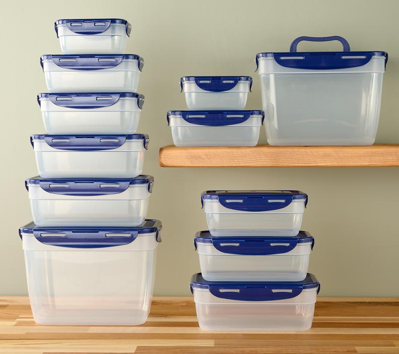LocknLock 12-Pc Nestable Rectangle Storage Set w/ (2) Handle Lids