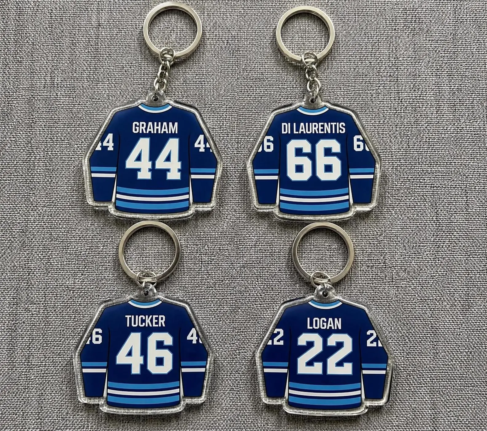 Briiar U Off Campuus Hockey Practice Jersey Keychain, Garett GHam 44 Hockey Romance Keychains, Off Cpus Bookish Apparel, Logan, Di L Tucker, Off Cpus Keychains