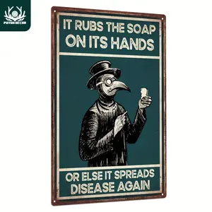 Putuo Decor Piece Doctor Schnabel Metal Tin Sign, Retro Wash Hands Wall Art for Home Toilet Washroom Rest Room Bathroom, 7.8X11.8 Inches