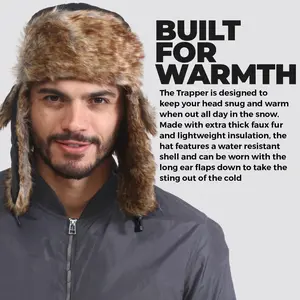 Trapper Warm Russian Trooper Hat for Men & Women - Windproof Winter Skiing Cap - Extreme Cold Weather Snow Cap for Ultimate Warmth & Comfort