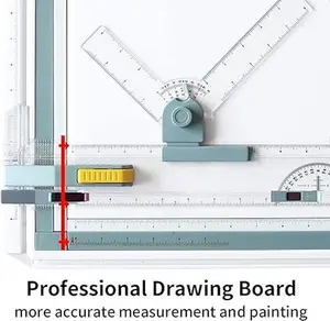 Frylr Inch A3 Drawing Board Drafting Table Multifunctional Drawing Board Table with Clear Rule Parallel Motion and Angle Adjustable Measuring System