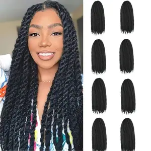 8 Packs Marley Twists Braiding Hair 24Inch Cuban Twist Afro Kinky Curly Crochet Twist Blonde Faux Locs Crochet Synthetic Hair Body Wave Protective Styling Tangle Free Crochet Hair for Black Women,summervibes