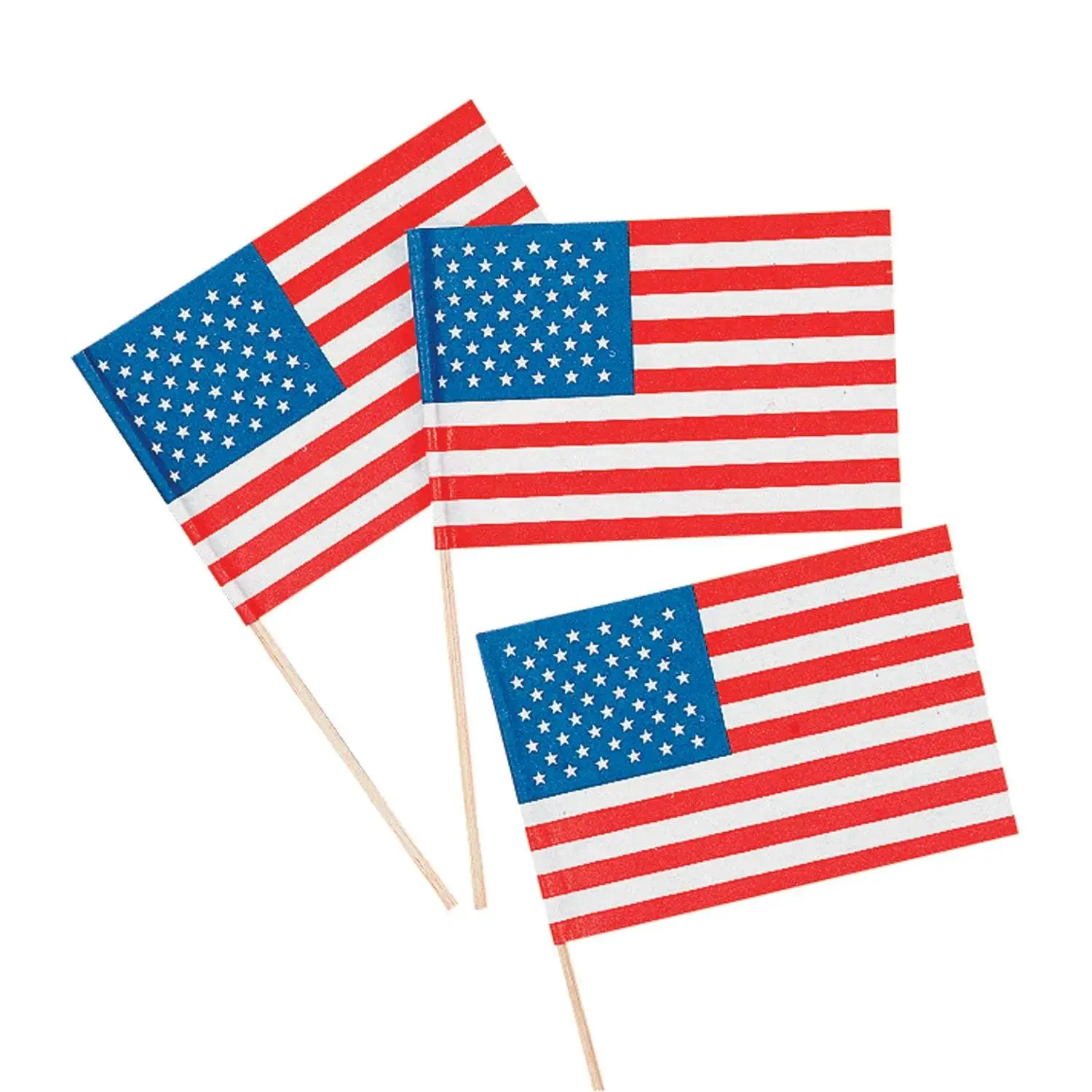 4 1/2" x 3" Bulk 144 Pc. Small Paper American Flags on Sticks 4 1/2" x 3" Bulk 144 Pc. Small Paper American Flags on Sticks