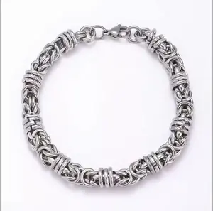 Stainless Steel Braided Bracelet 9.25Inch Length 0.38Inch Width, Unisex Hypoallergenic Wristband for Men Women, Trendy Stackable Jewelry Gift