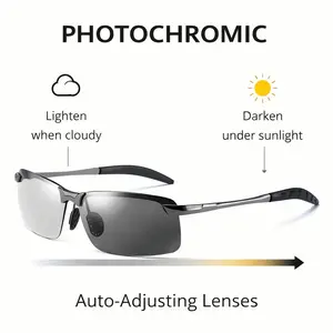 【Photochromic glasses】Mens Photochromic Sunglasses Day & Night Driving  Sun Glasses Polarized UV400 Protection Safety Glasses