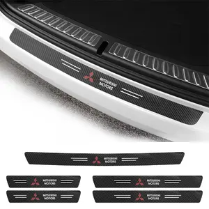 Leather Car Door Sill Protector Stickers, Car Decals, Fits Mitsubishi Asx Lancer Outlander Pajero Ralliart L200, Durable Protection