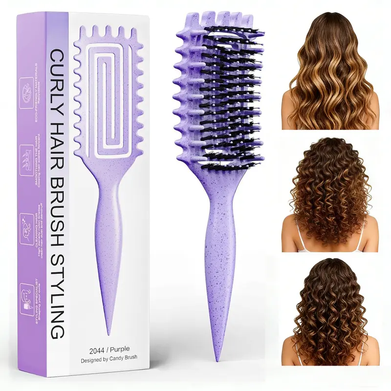 2026 Curly Hair Brush，Curl Defining Brush，Defining Brush for Detangling Shaping and Defining Curls，Less Pulling，Reduces Frizz，Effortlessly Defined Curls,Waves&Coils，Defining Curls for Women,Men, Wet&Dry Hair curl  twisting  brush