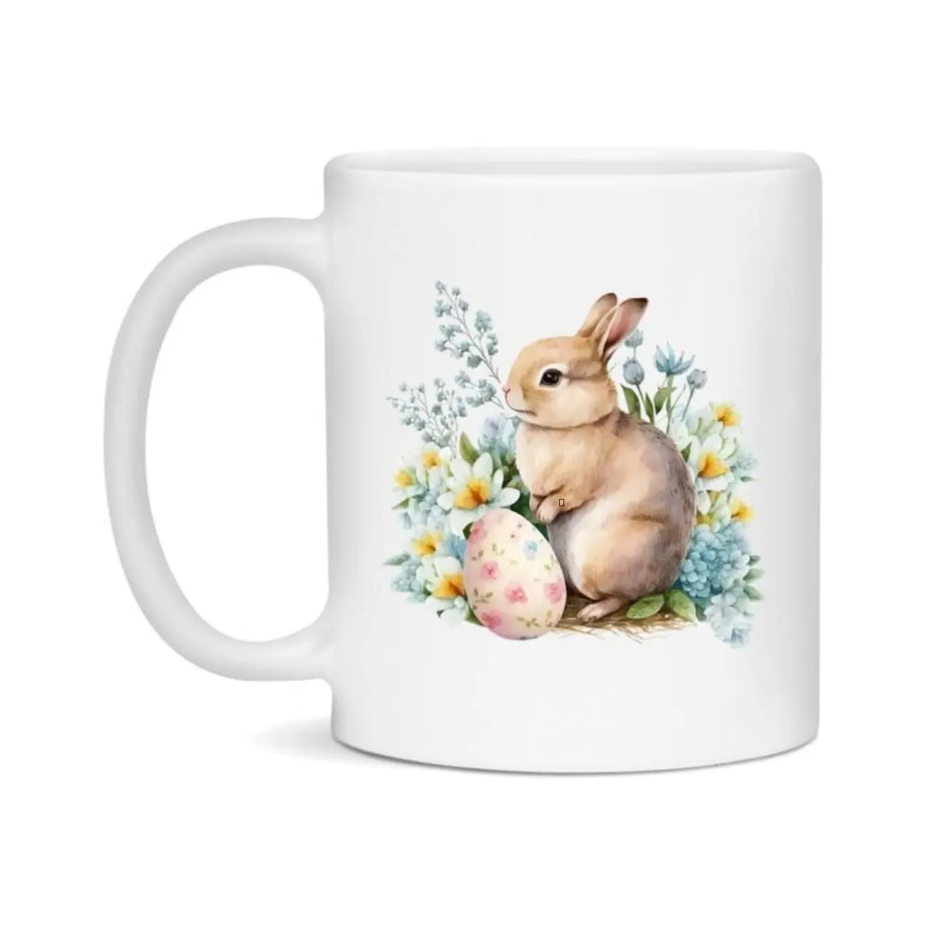 Easter Bunny Coffee Mug, Spring Bunny With Eggs Easter Gift, Cute Bunny Mug, 11Oz Or 15Oz White Ceramic Cup, Double-Sided YMS