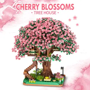 Micro Block 2138Pieces Cross Border Cherry BlossomTree MINI Building Block Flowers Compatible with Various Brands Toys Decoration Collection GirlBouguet Gift perfect christmas