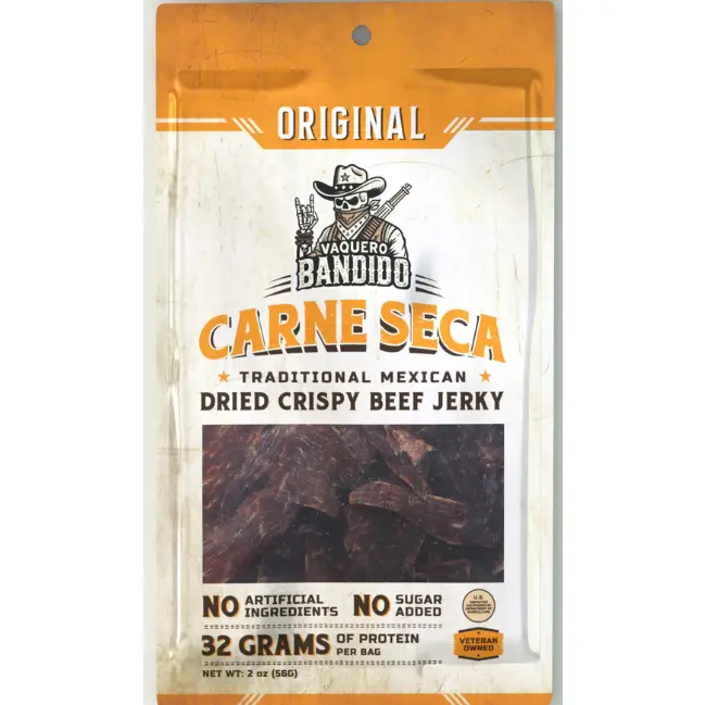 Vaquero Bandido Original Carne Seca (Mexican Dried Crispy Beef Jerky)
