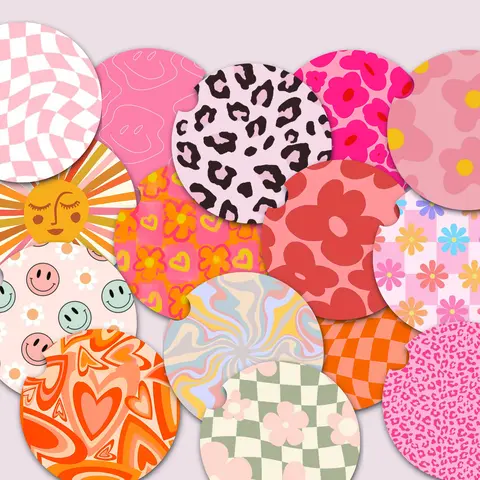 Cute Flower and Y2k Car Coasters, Neoprene Material, Set of 2, Cute Aesthetic Car Coasters, New Car Gift, Gifts for Her,