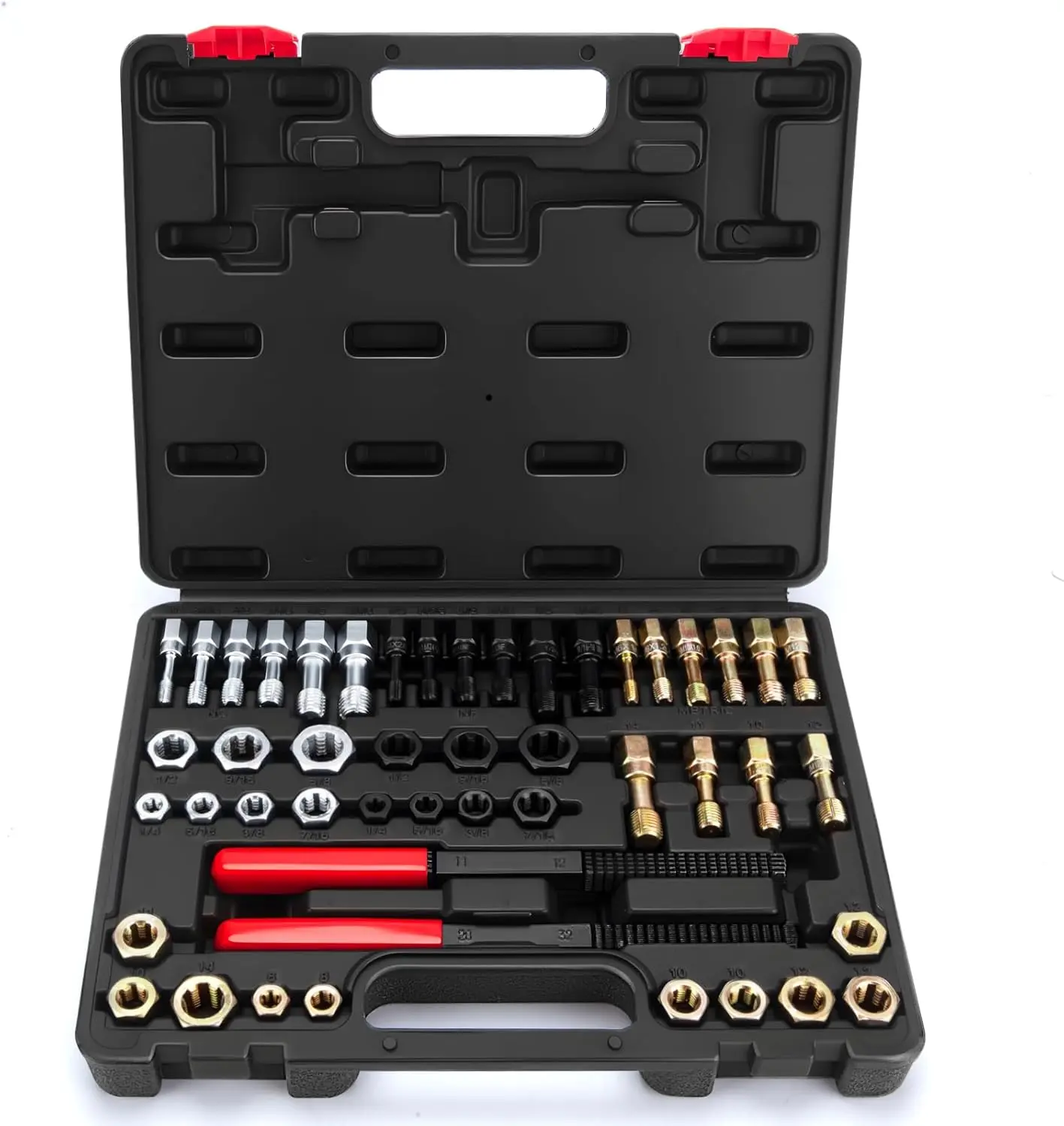 48 count Thread Chaser Set, Metric SAE Thread Restorer Kit Universal Rethreading Kit, Thread Repair Chaser for Automotive, Wheel Stud, Spark Plug, Engine, Standard Screw Threading UNC UNF with Case