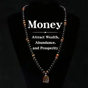 GEMRICH Prosperity necklace featuring a tiger’s eye stone pendant, crafted from healing crystals and obsidian. Suitable for anniversary celebrations, vacations, and themed parties; combines jewelry charm with abundant crystal energy—an ideal gift.