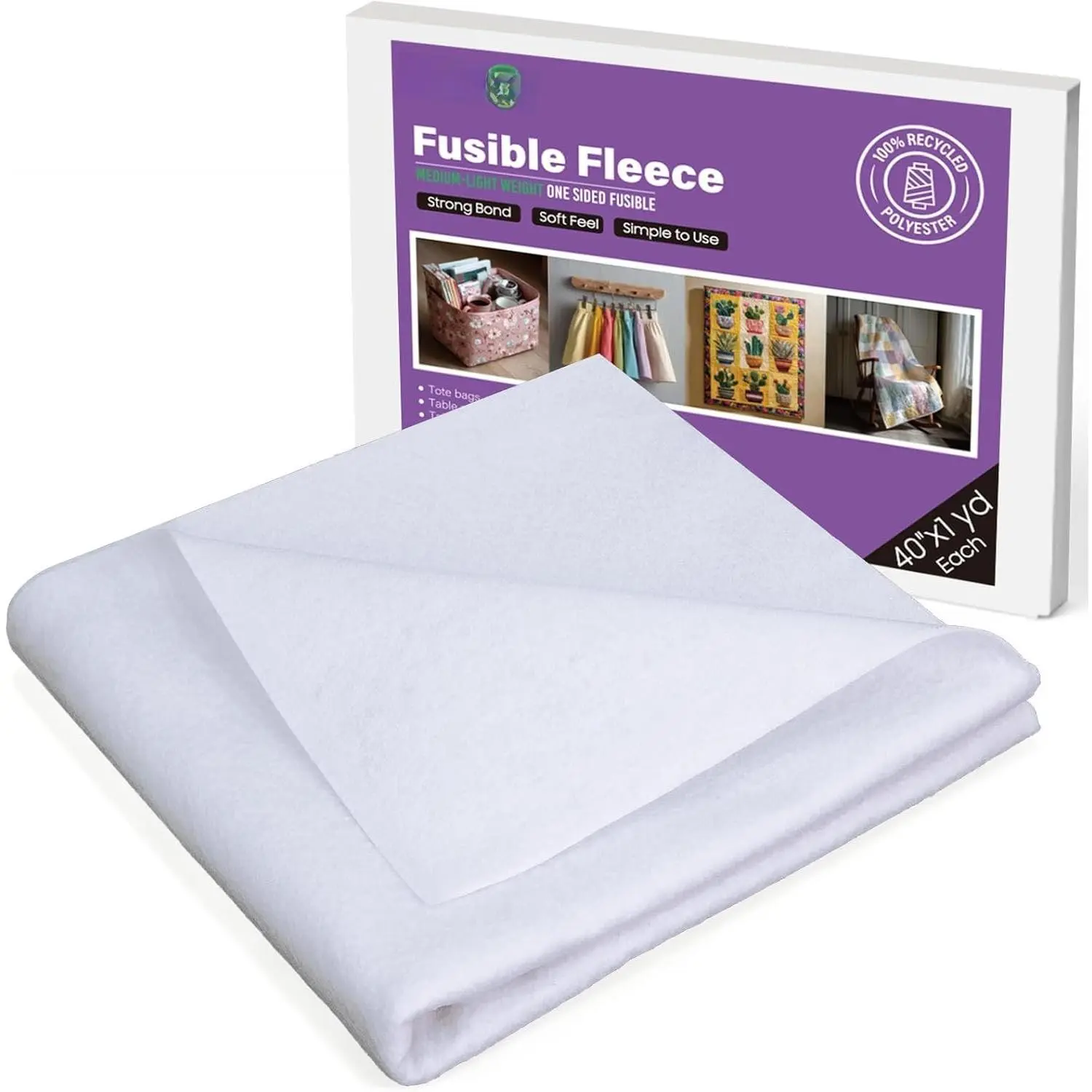 Fusible Fleece Interfacing, 40" x 1 Yards Medium-Light Weight -Sided Loft Iron  Fusible Fleece White for Sewing, Quilting, Crafting and  Decor