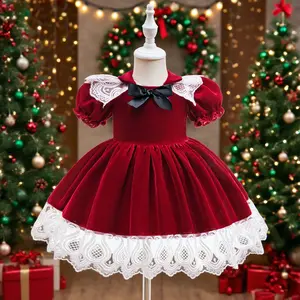 116 Girls red and white color matching dress European and American host performance party catwalk Christmas banquet performance catwalk dress skirt