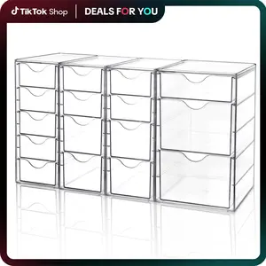 【Live only】Vtopmart Acrylic Organizer with 16/30/32 Drawers Clear Storage Drawers for Office Supplies Makeup Jewelry Art Crafts, Non-Slip Water&Dust Proof, Drawer Options for Desk Vanity Pantry, DealsForYouDays (Mid Year Sale Restock), DFYD