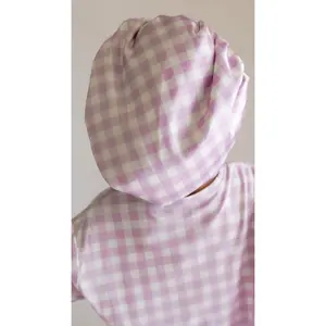 Adult Satin Bonnet in Purple Gingham