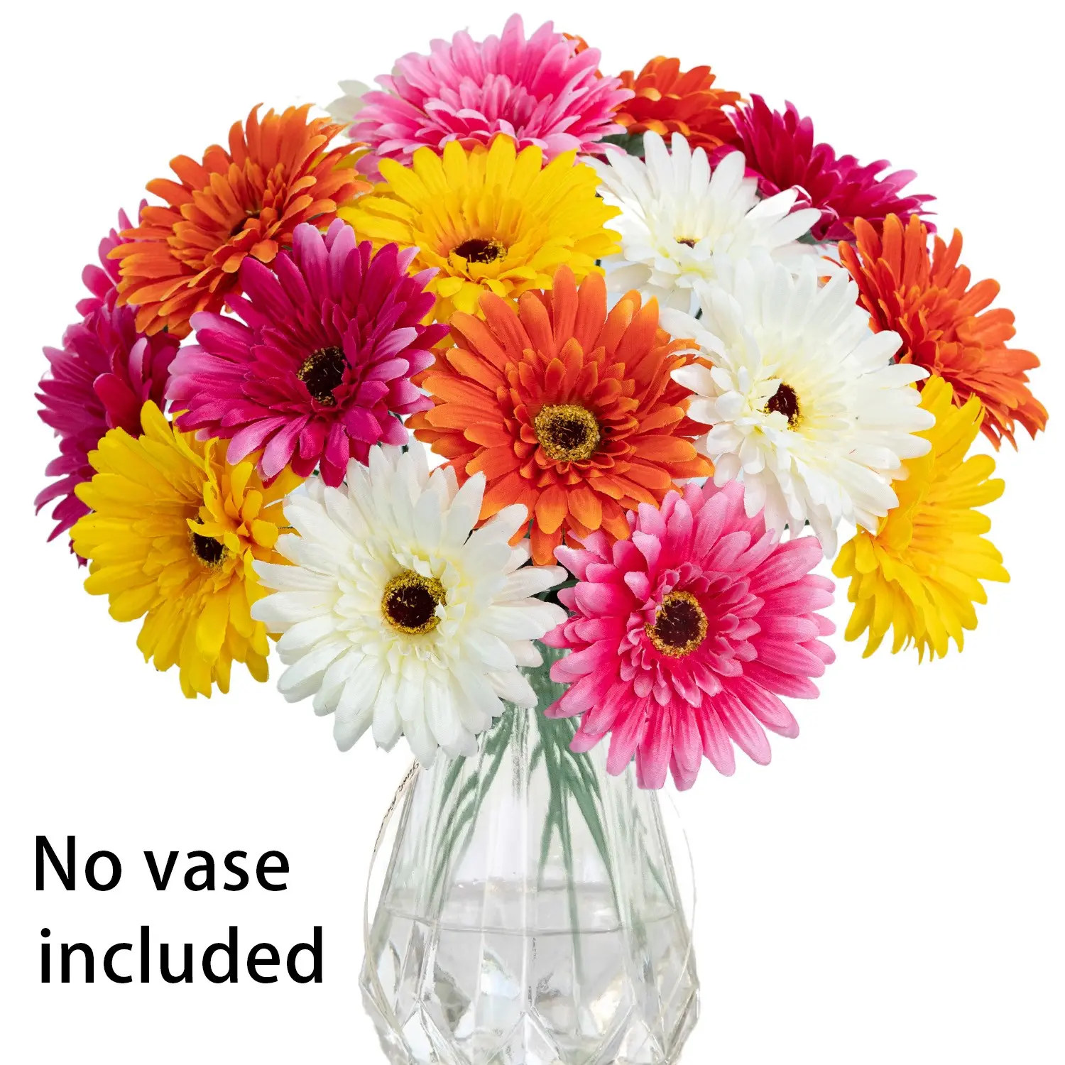 15pcs Vibrant Artificial Gerbera Daisy Fake Flowers, Realistic Faux Plastic Chrysanthemum, Indoor Home Decor, Wedding, DIY Bouquet Floral Arrangements, Party, Garden, Vase Decor（No vase）